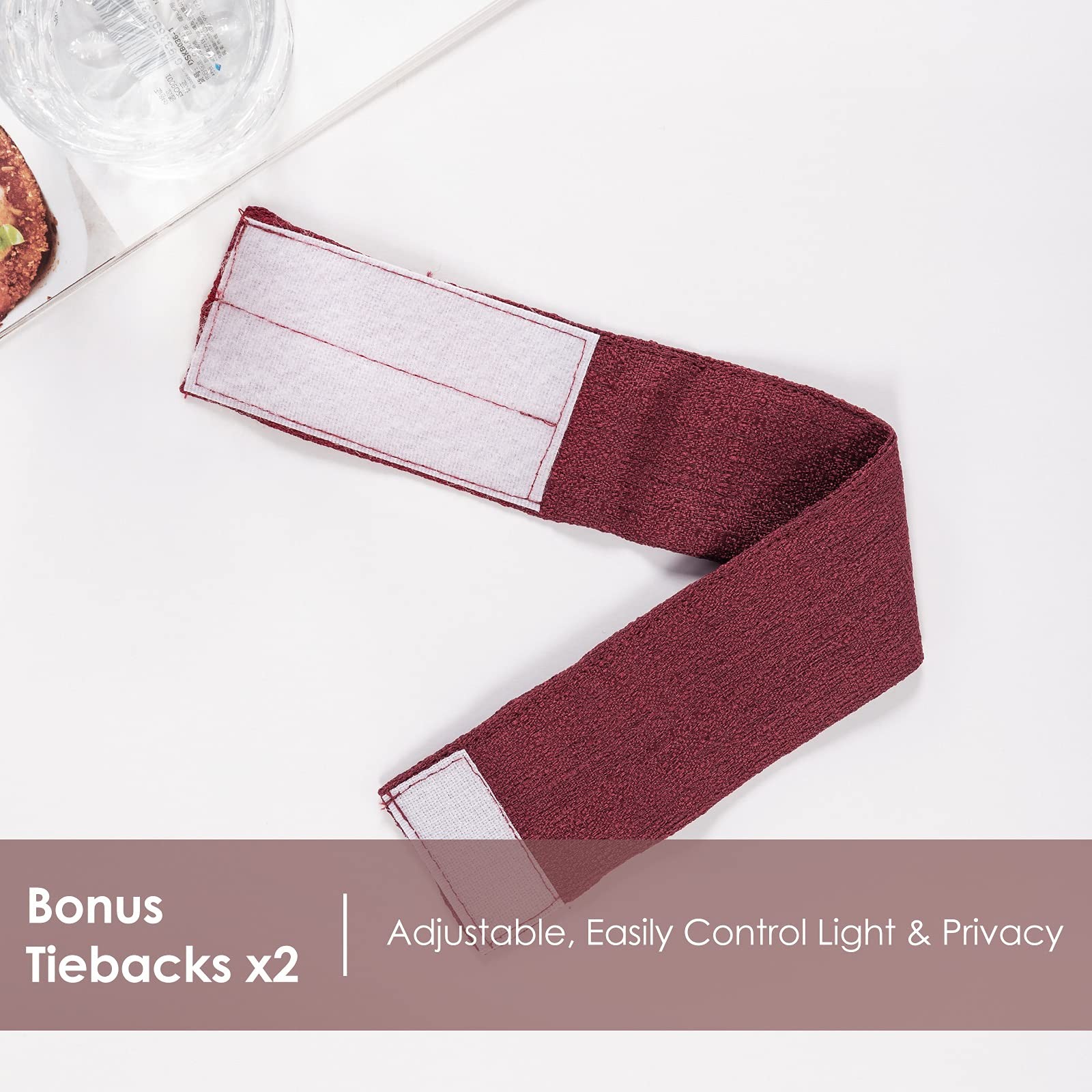 Burgundy Semi Sheer French Door Sidelight Curtains 72 Inches Long Linen Look Fro
