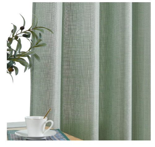 Jinchan Curtain Panels Green Linen Textured Curtains 38 x 96 Rod Pocket Drapes