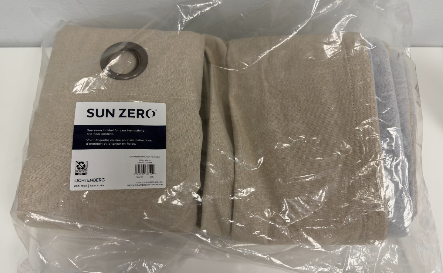 Sun Zero Grommet Top Lichtenberg Beige Curtains 100 in x 84 in 1 Pair