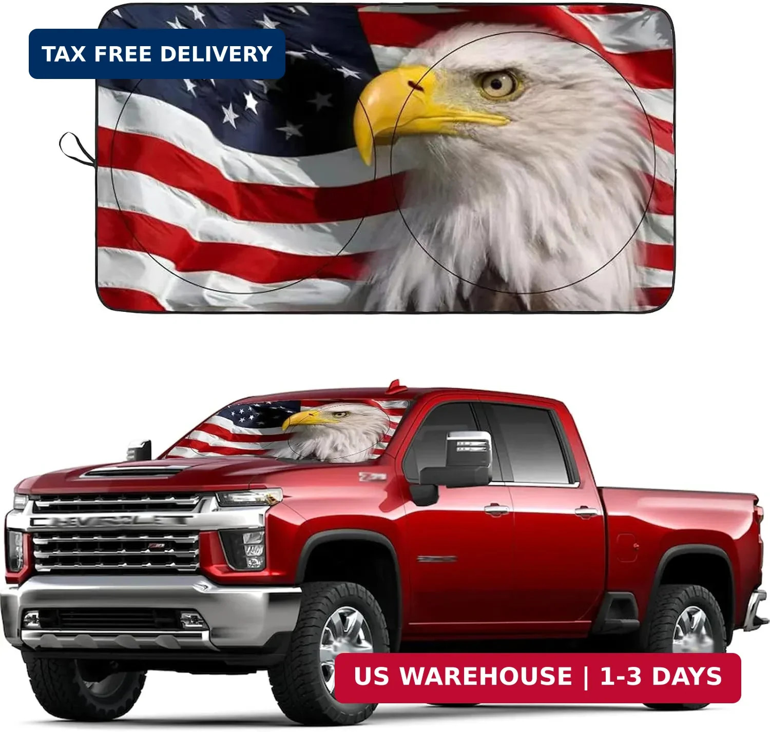 Windshield Sun Shade New American Eagle Flag USA Patriotic Design – Folding Car