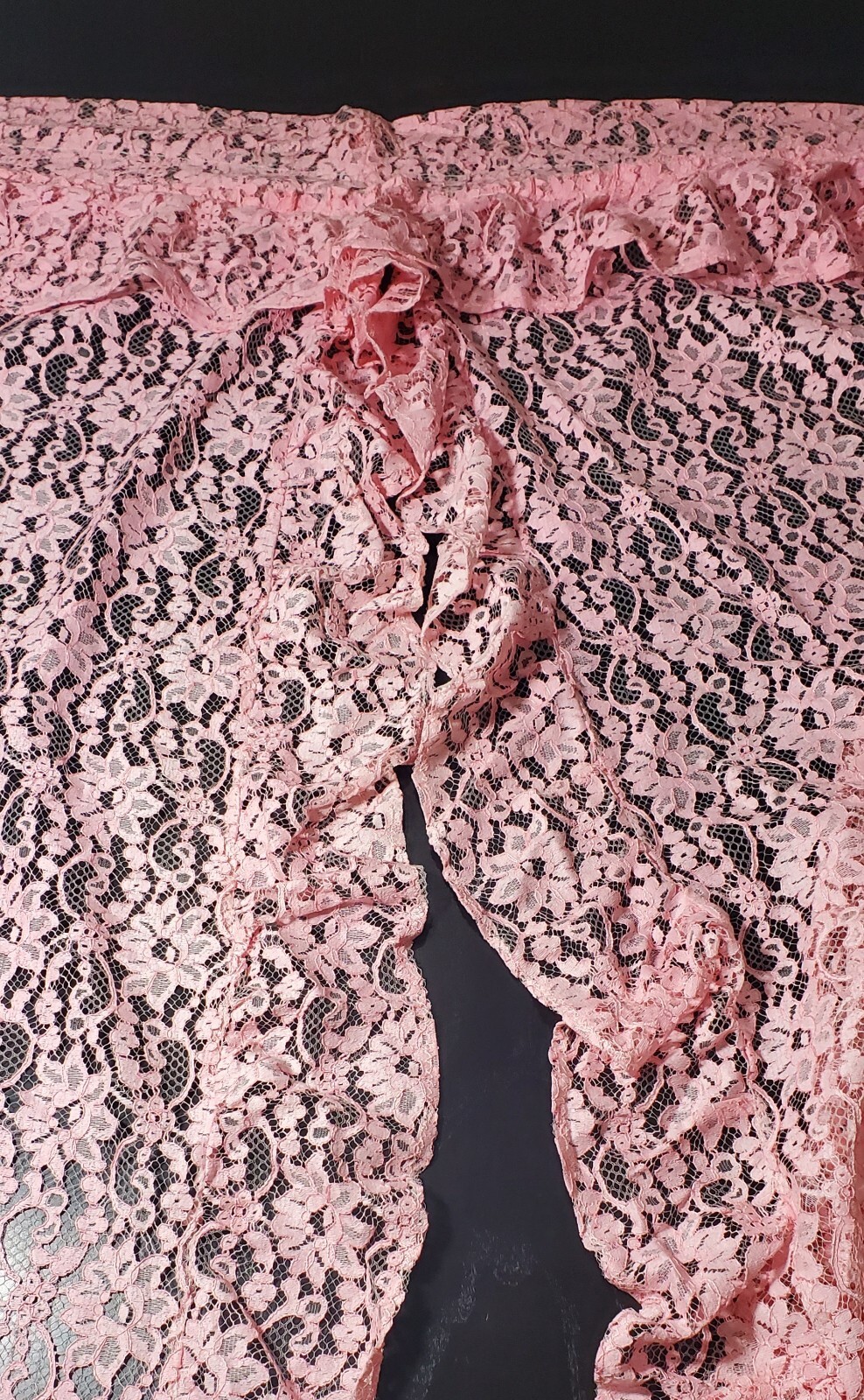 Curtain Panel-Rod Pocket-Lacey Look-Pink-1 Piece Split Panels – 94″(w) x 88″(l)