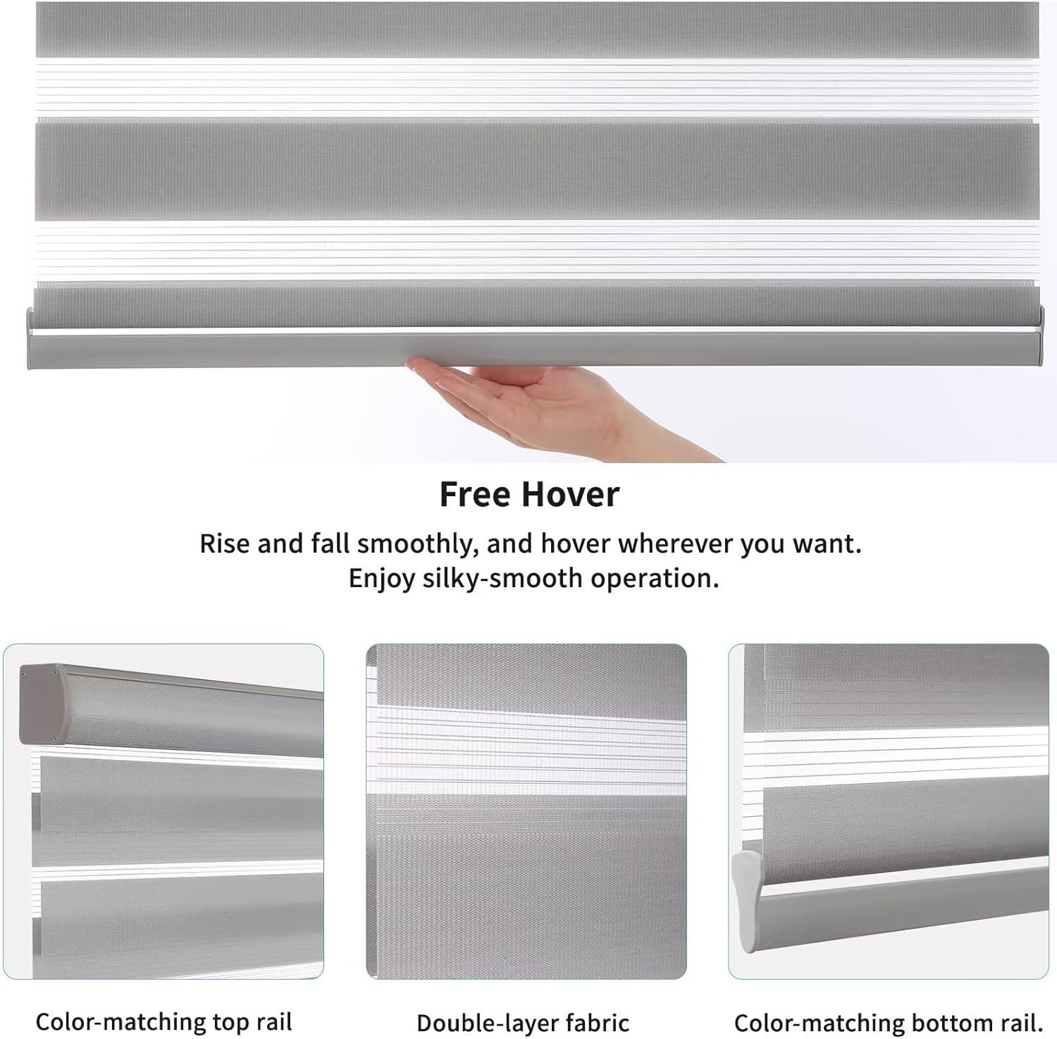 Cordless Zebra Window Shades – Stylish Privacy & Light Control, 48″ W x 72″ H