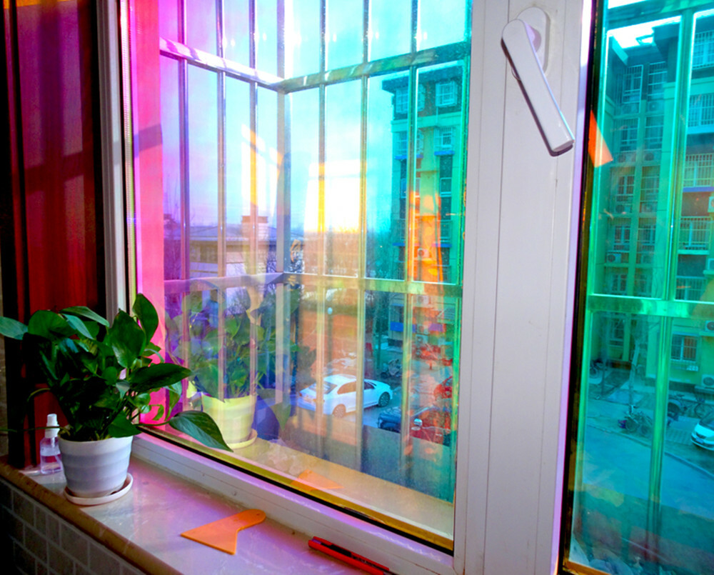 Rainbow Window Film Dichroic Iridescent Film Building Store Glass Tint HOHOFILM