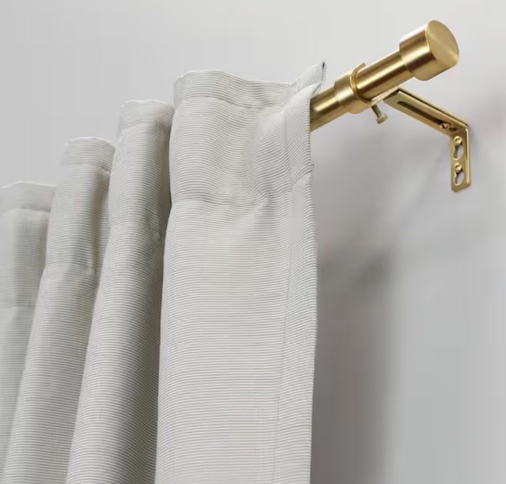 StyleWell 66 in. – 120 in. Telescoping 3/4 in Single Curtain Rod Kit in Gold