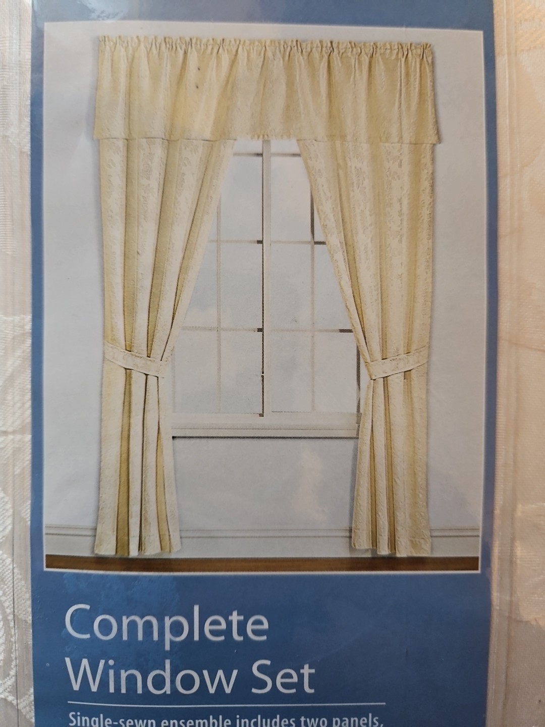 Mainstays Home Complete Window Set Beige Elizabeth Curtains