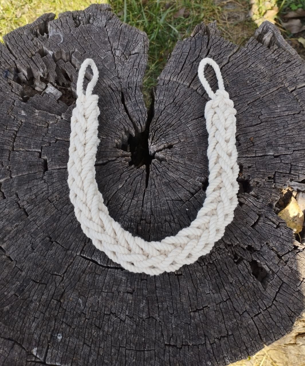 Ivory braided cotton curtain tie backs, curtain holdbacks, curtain holder