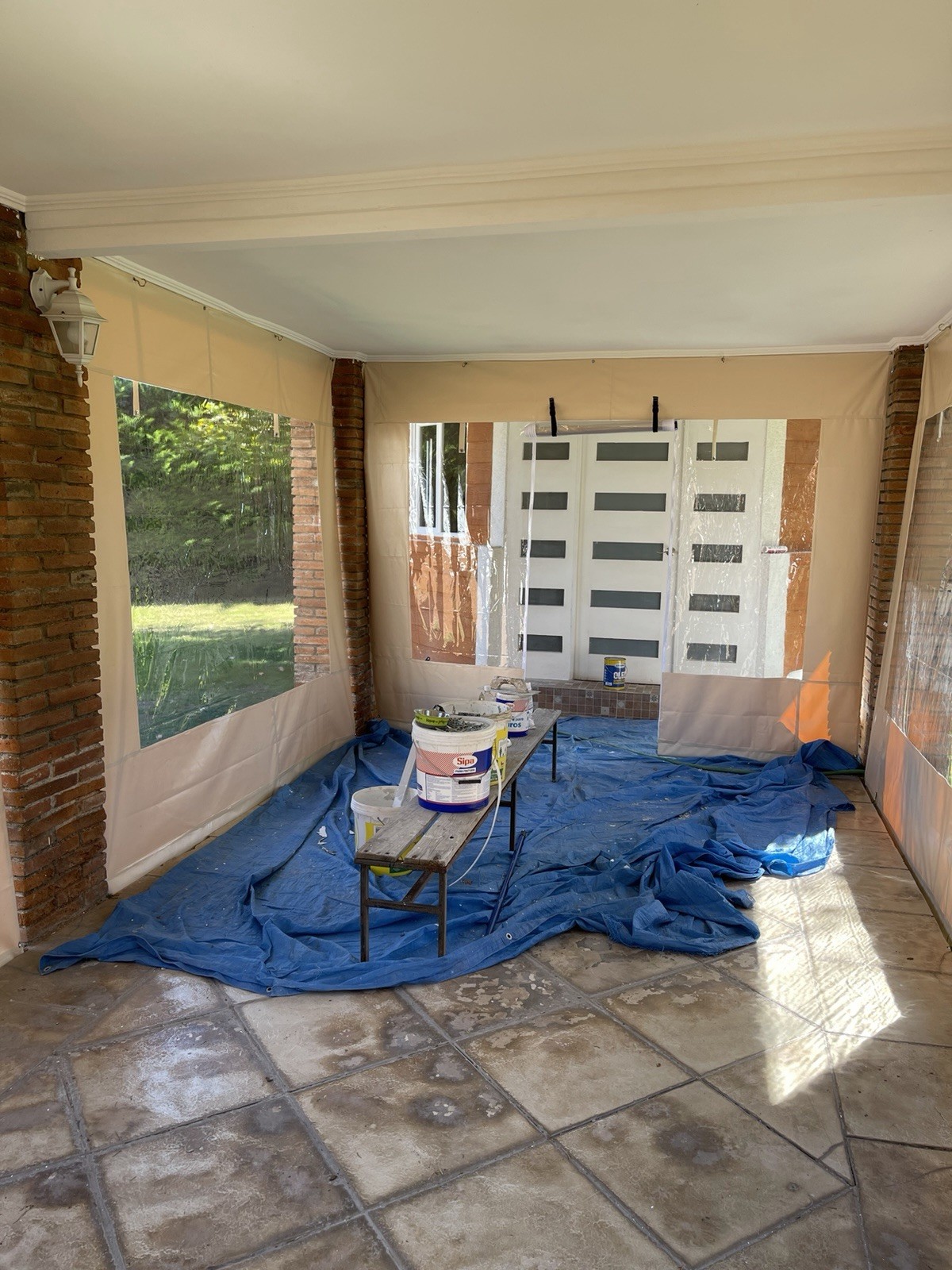JOHNY TENTS LLC PVC 18oz Clear Vinyl Patio Curtain Cream Custom Made