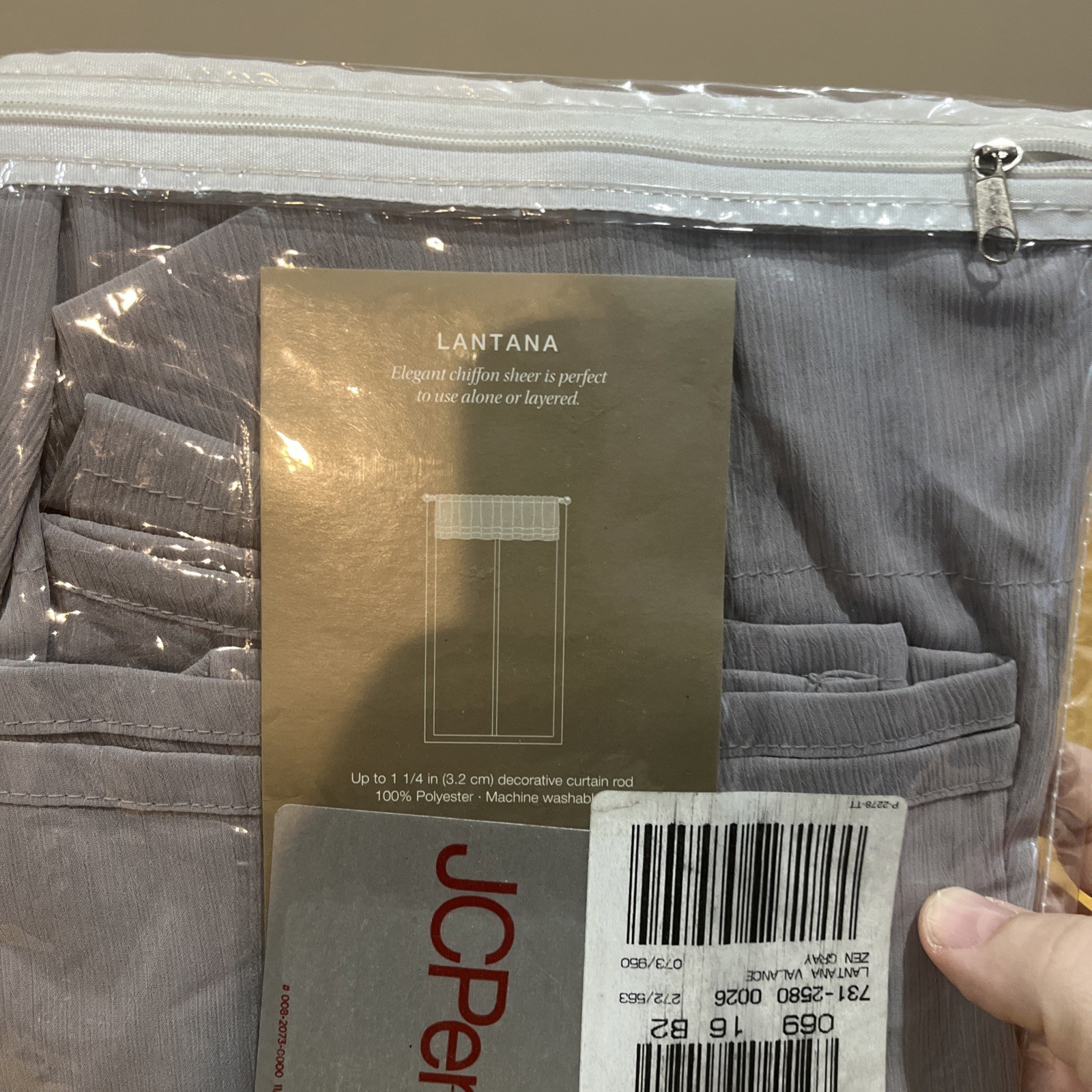 Vtg Royal Velvet Lantana Tailored Pleat Valance Zen Gray 50X17″