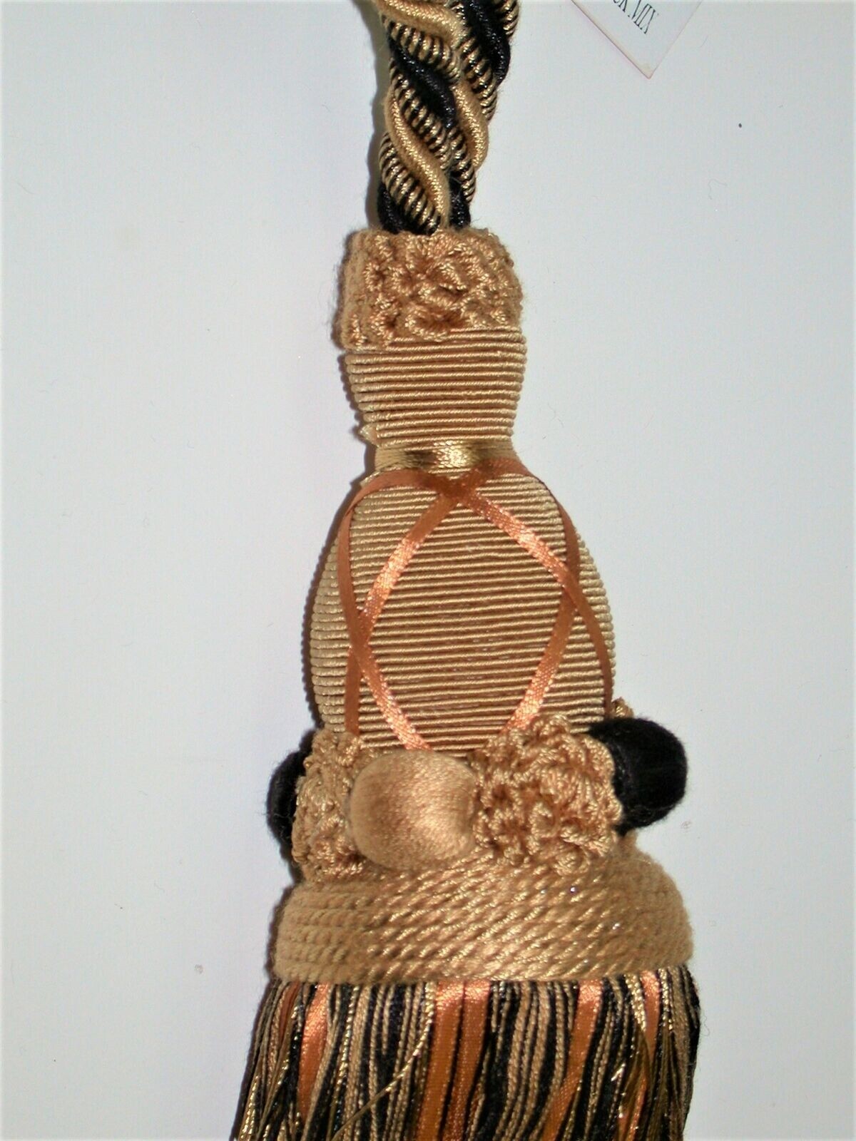 (2) Double Rope & Tassel Curtain Tiebacks 42″ Embrace 11″ Tassels GingerSnap NEW