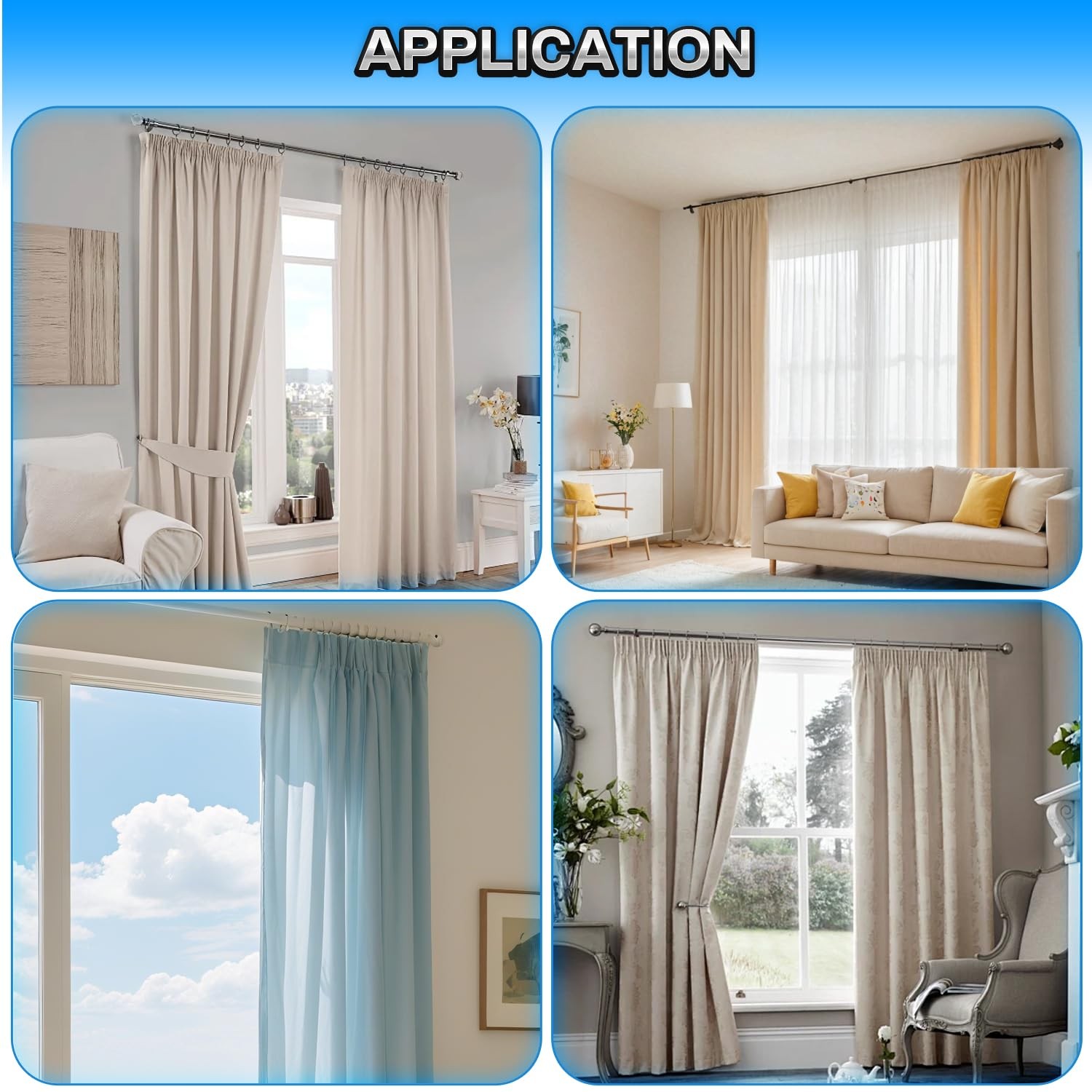 4 Pack 17″ Clear Acrylic Curtain Pull Rod with Hook, Transparent Drapery Wand…