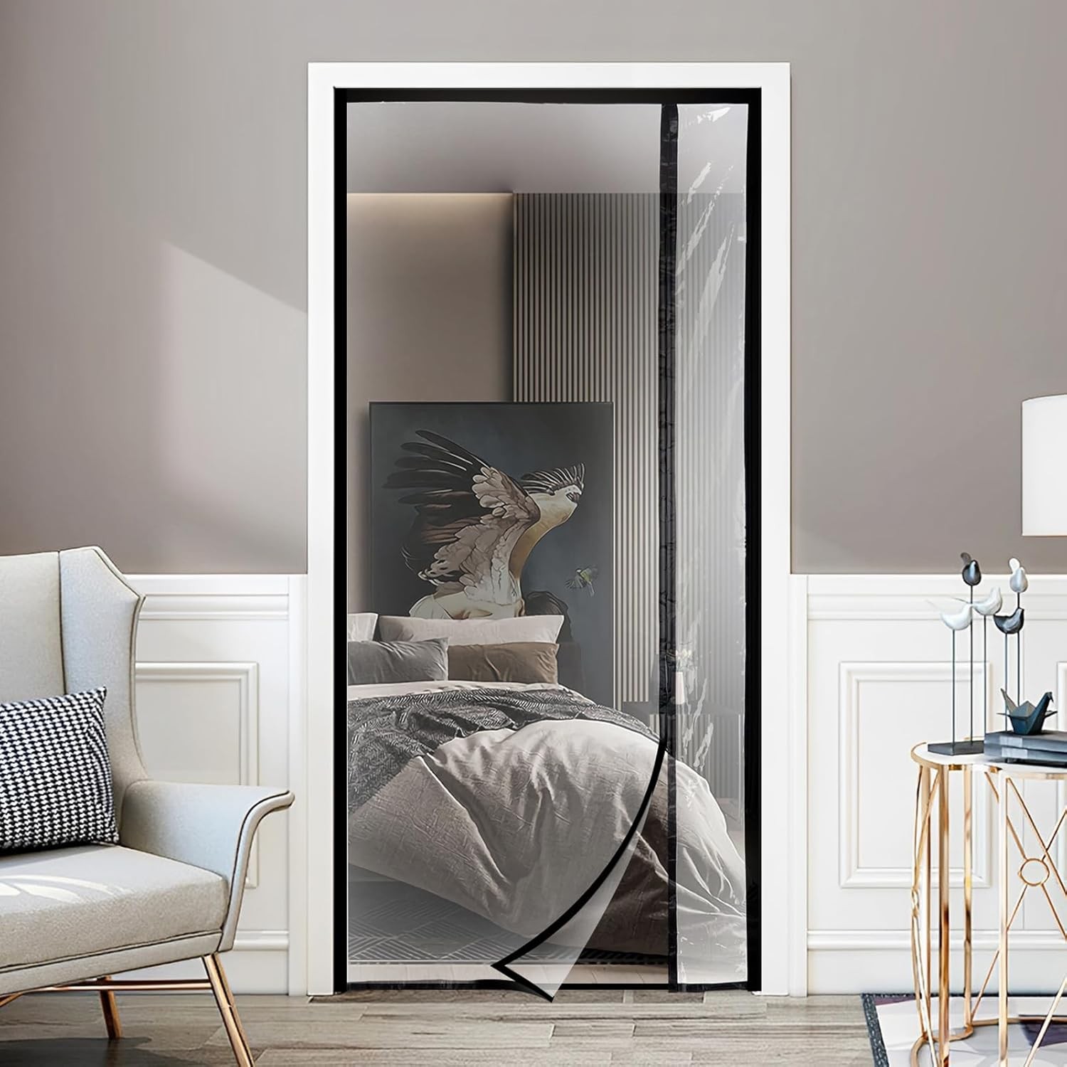 Transparent Reversible Left/Right Side Opening Insulated Door Curtain Magnetic