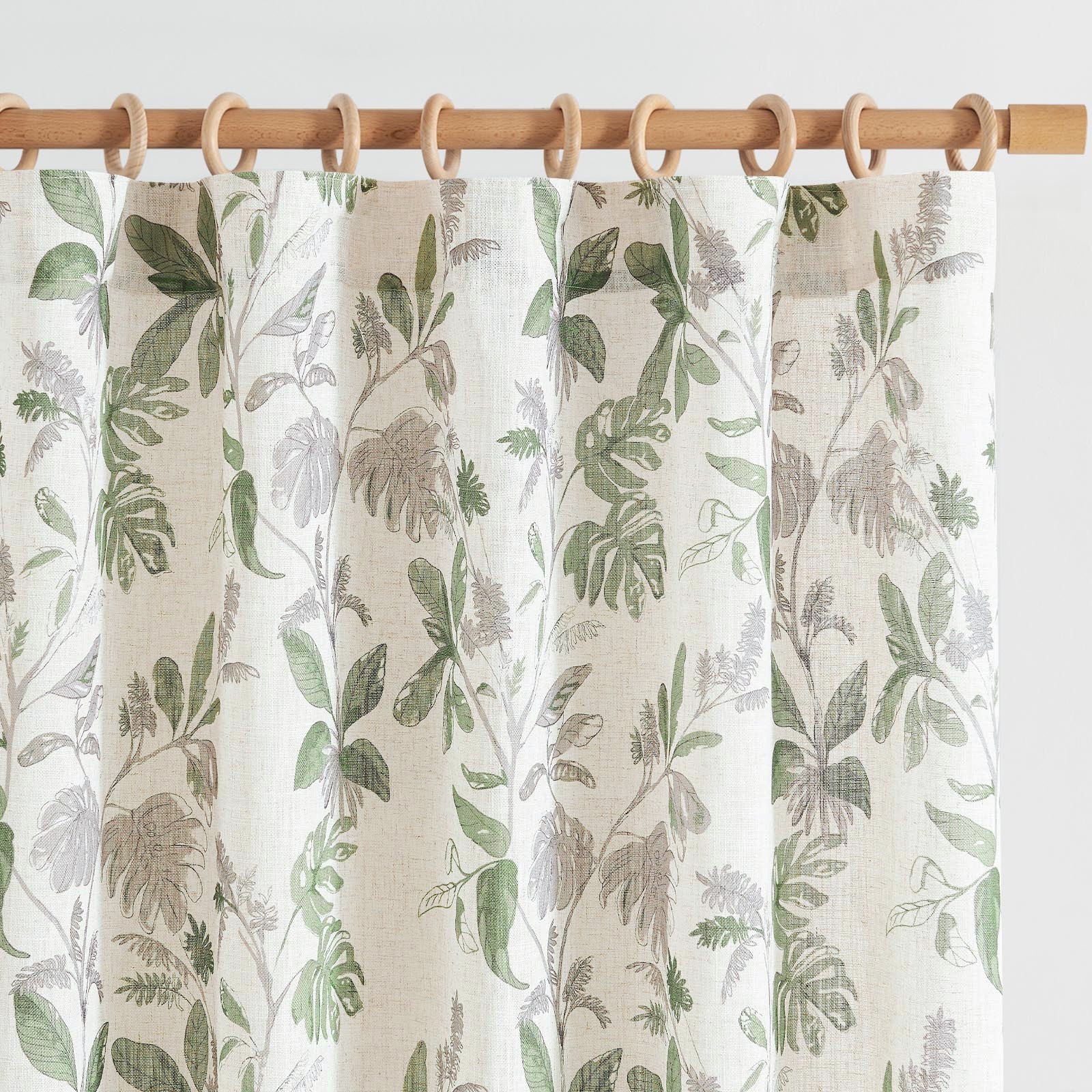 Tropical Leaf Curtains 2 Panels Farmhouse Room Darkening Rod Pocket 84″
