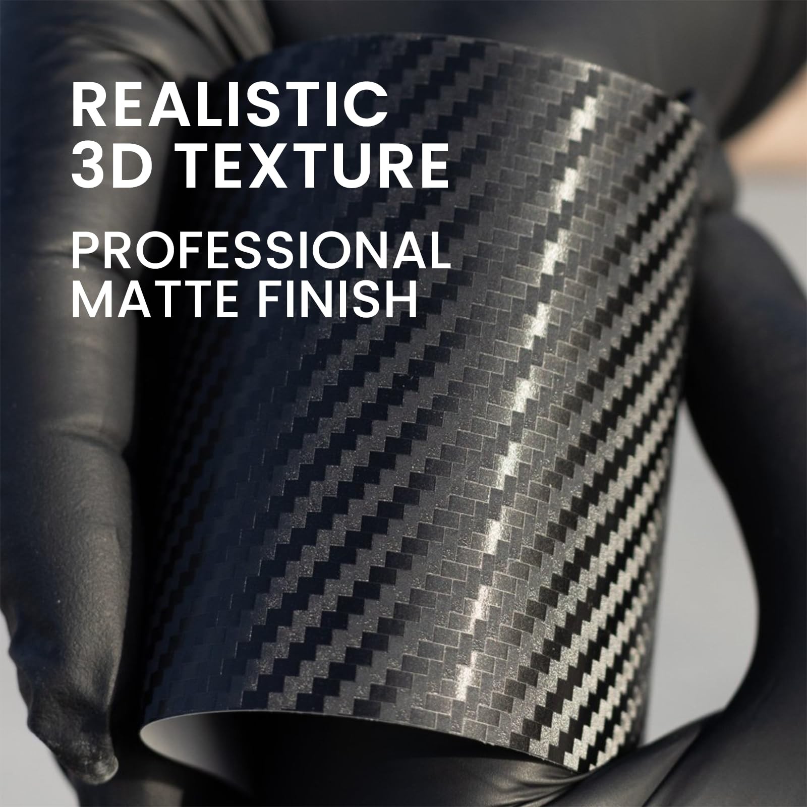 Rockrose 3D Matte 3D Black Carbon Fiber Vinyl Wrap Anti-Wrinkle Air Release