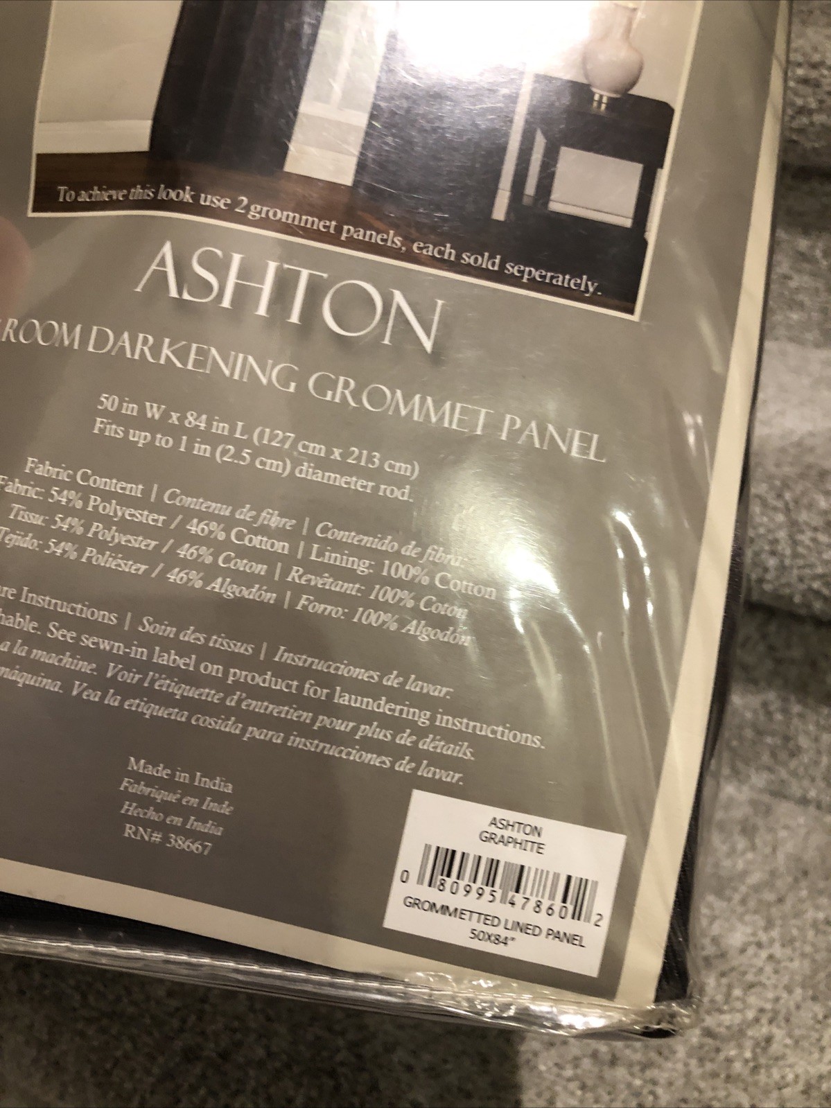 (2)Ashton Graphite Grey Grommet Top 50″ X 84″ Room Darkening Window Panel