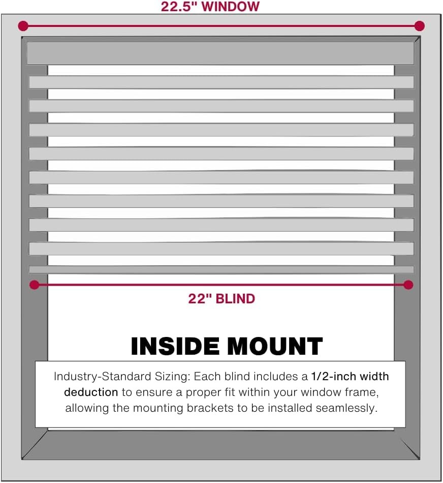 Lotus Cordless 2″ Faux Wood Blind 22.5″ W x 48″ L Bright #R019