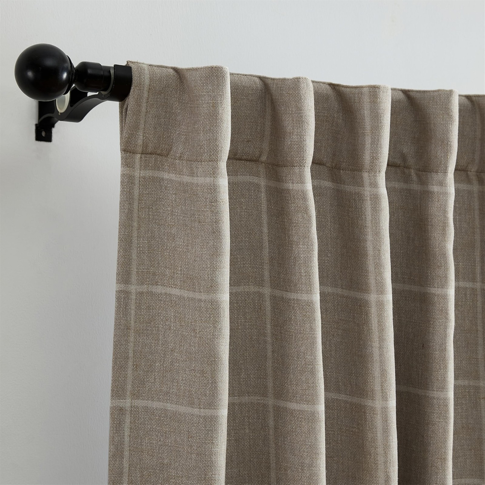 Elrene Home Fashions Sawyer Windowpane Plaid Room Darkening Single Window Cur…