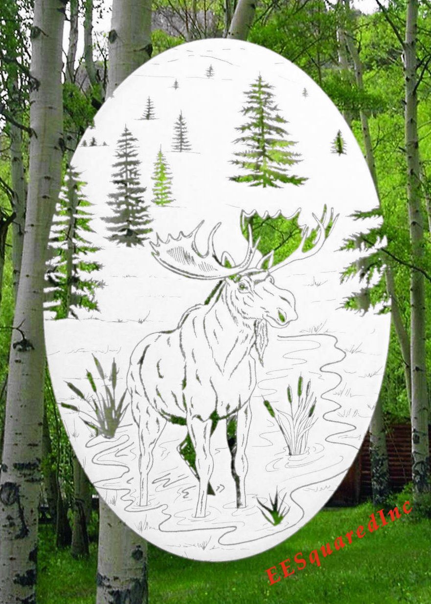 Moose Static Cling Window Decal OVAL 21×33 Western Decor for Sliding Glass Doors