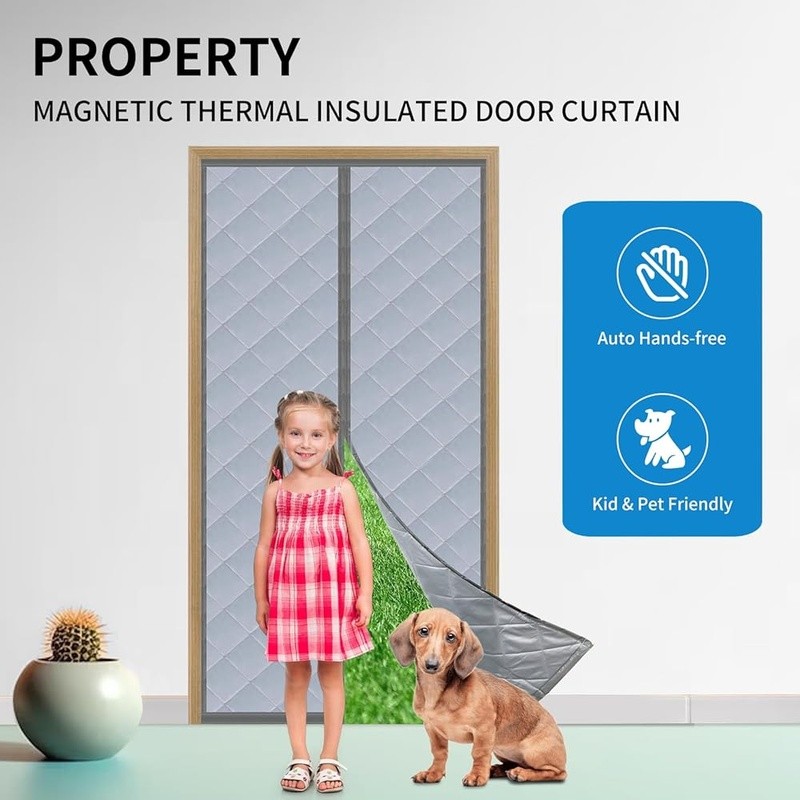 Durable Cotton Canvas Door Curtain Wind Light Control Pets Kids Safe Closure New