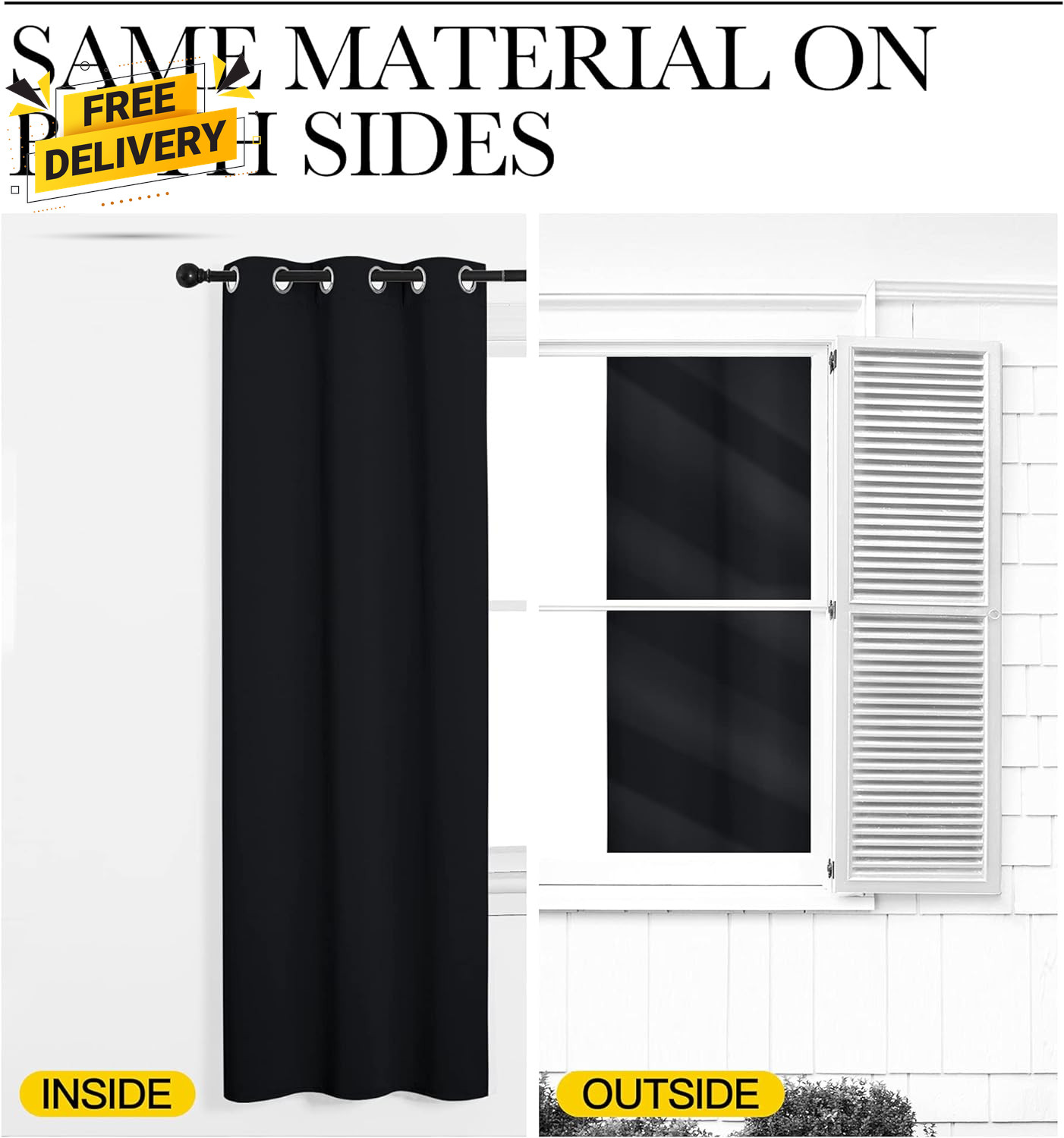 Pitch Black Thermal Insulated Blackout Curtains for Bedroom (2 Panels, 42×63)