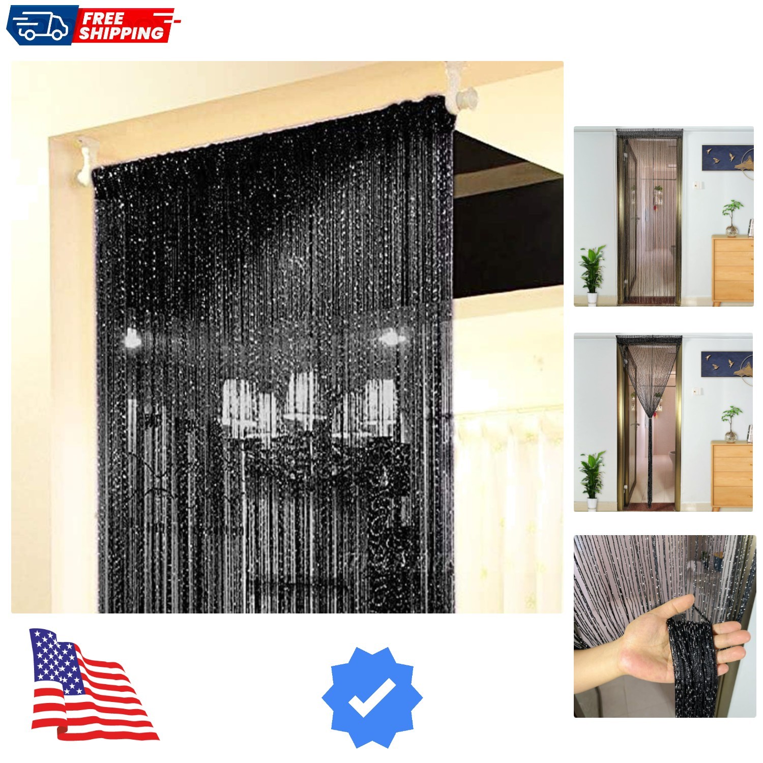 Home Decor Sequin Curtain for Doorway,Door String Curtains, 39×79 inch Hangin…