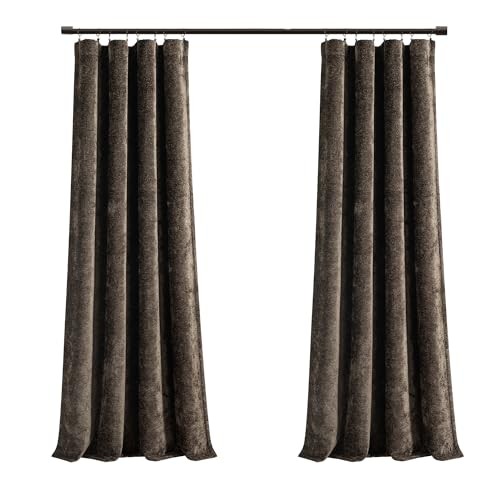 – Curtain, Single Velvet Chenille Window 52″W x 84″L (Pack of 1) Aspen Brown