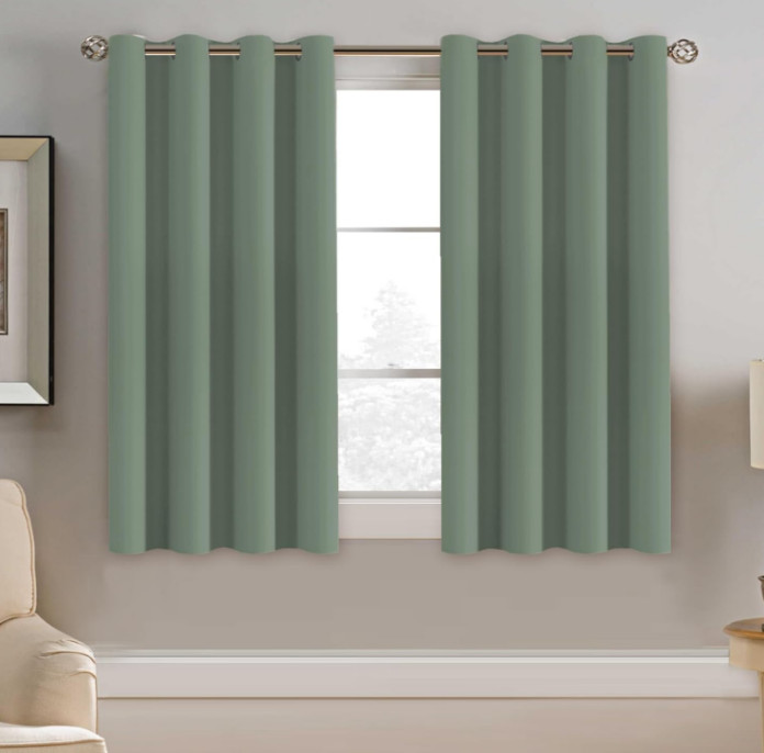 H.VERSAILTEX Solid Grommet Blackout Curtain 52″ W x 45″ L Green Bay 2 Panels