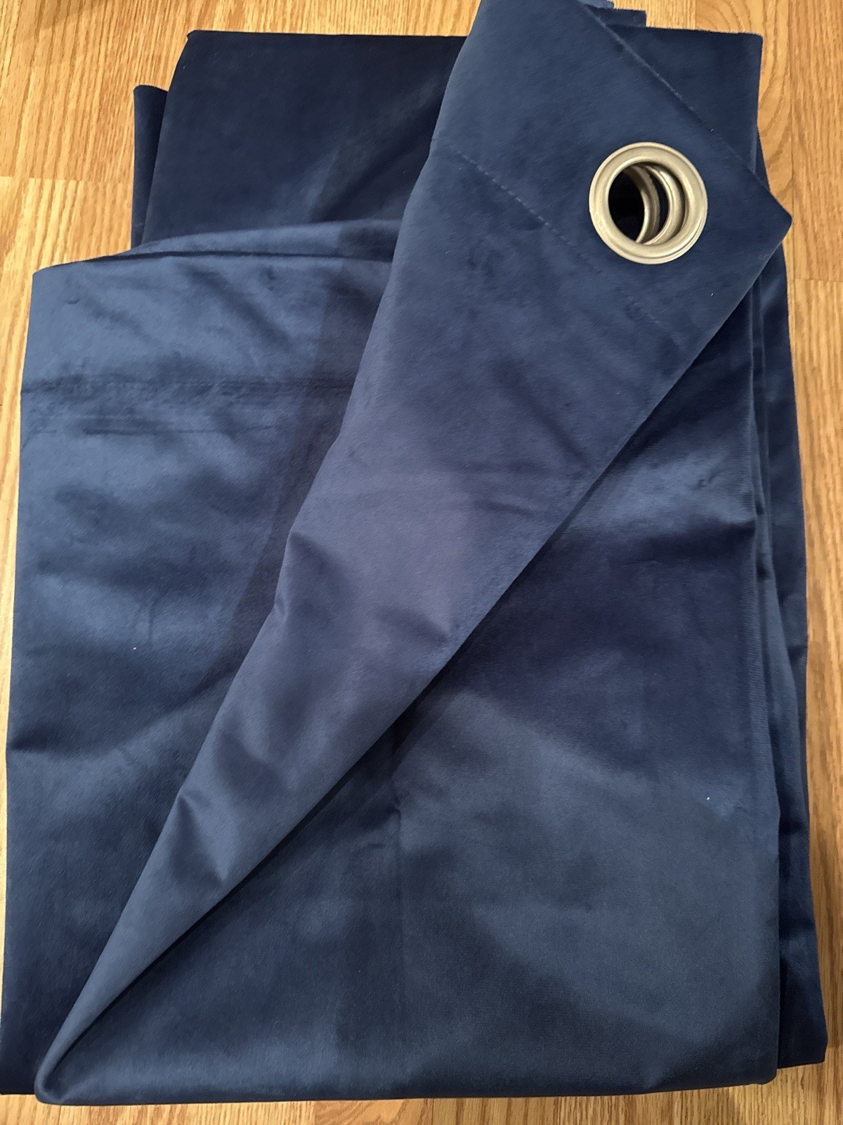 Pair of Navy Blue Velvet Grommet Curtains 52×84 in Blackout
