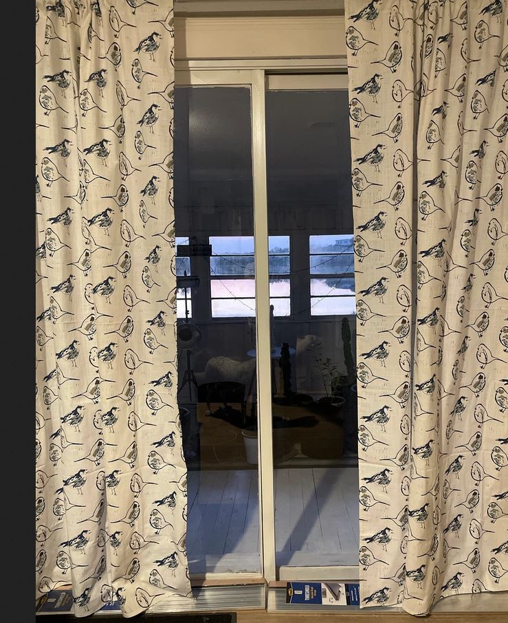 Blue Bird Curtains Window Treatments Custom Drapery Panels Vintage Home Decor