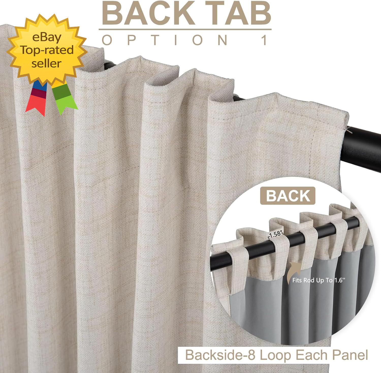 Blackout Curtains for Bedroom 84 Inches Long, Back Tab/Rod Pocket Living