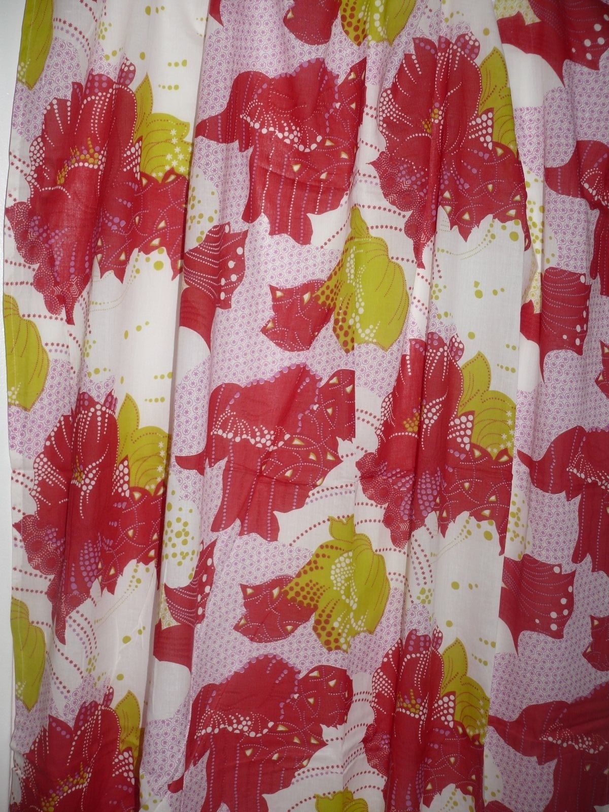 Karma Living curtain red white multi panel 44″ x 88″ fair trade