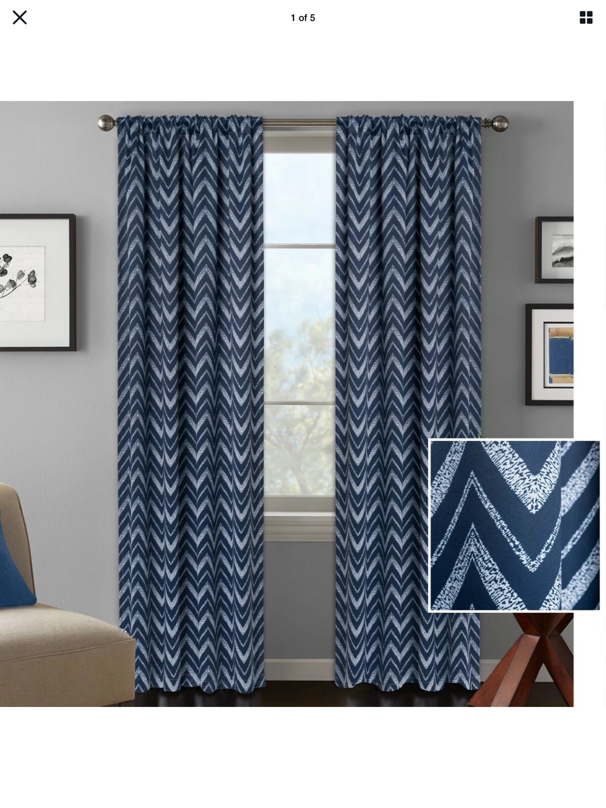 Better Homes And Gardens Indigo Chevron Room Darkening Panel