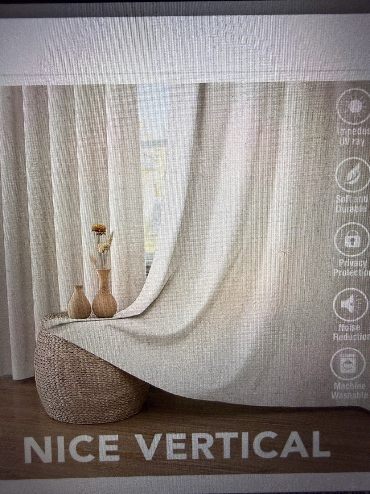 NEW 100% Blackout Faux Linen Panels Ivory 52x84in