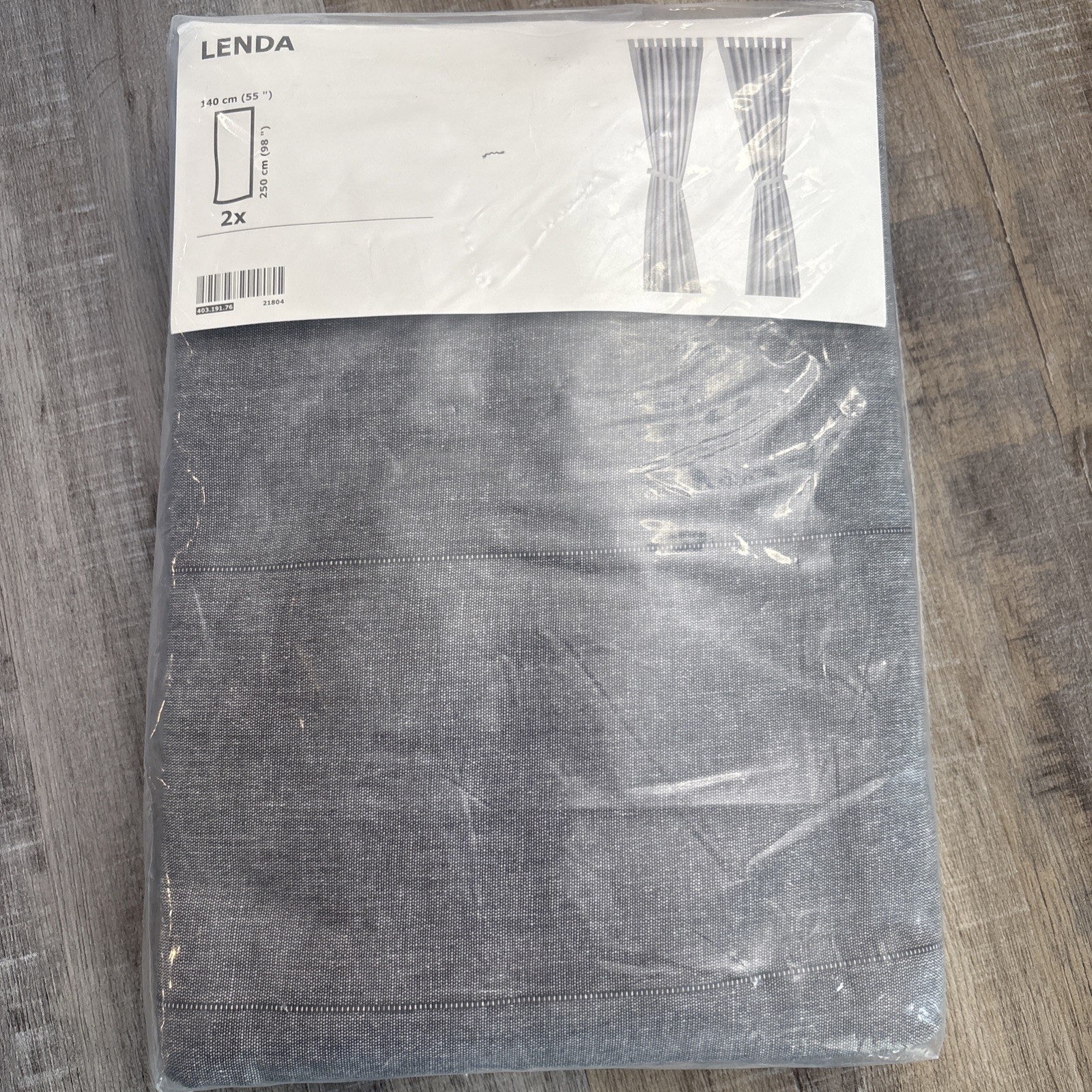 New Sealed Ikea Lenda 55 x 98″ Gray Tab Top Curtains 403.191.76 1 Pair