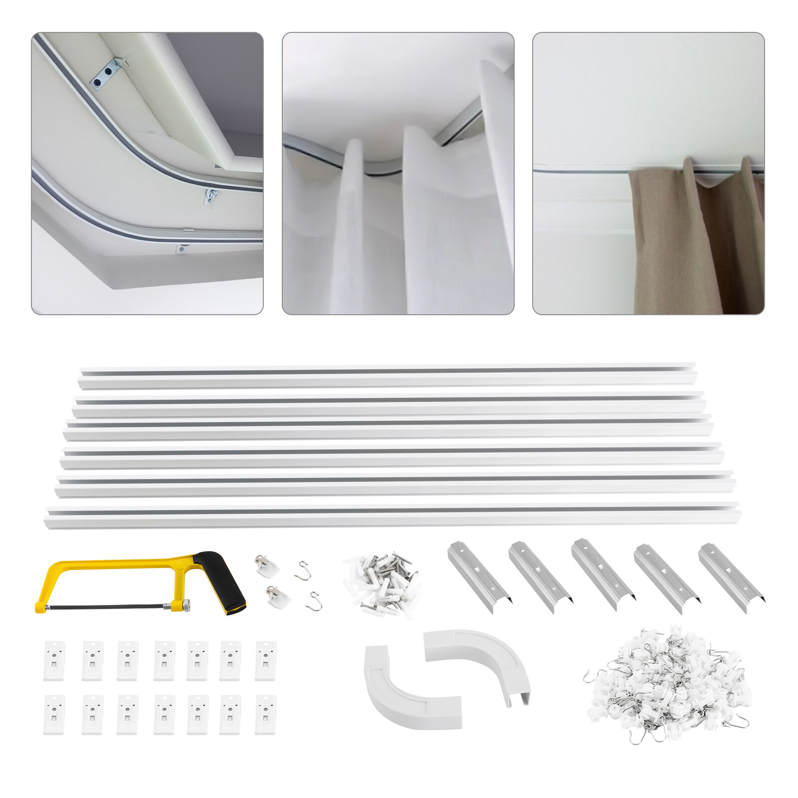 Curtain Track Rail Set For Ceiling Room Divider Privacy 12ft-18ft Heavy Duty