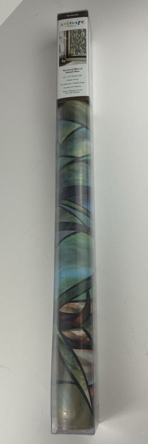 NEW 24×36 FLORAL Stained Glass Privacy Static Cling WINDOW FILM