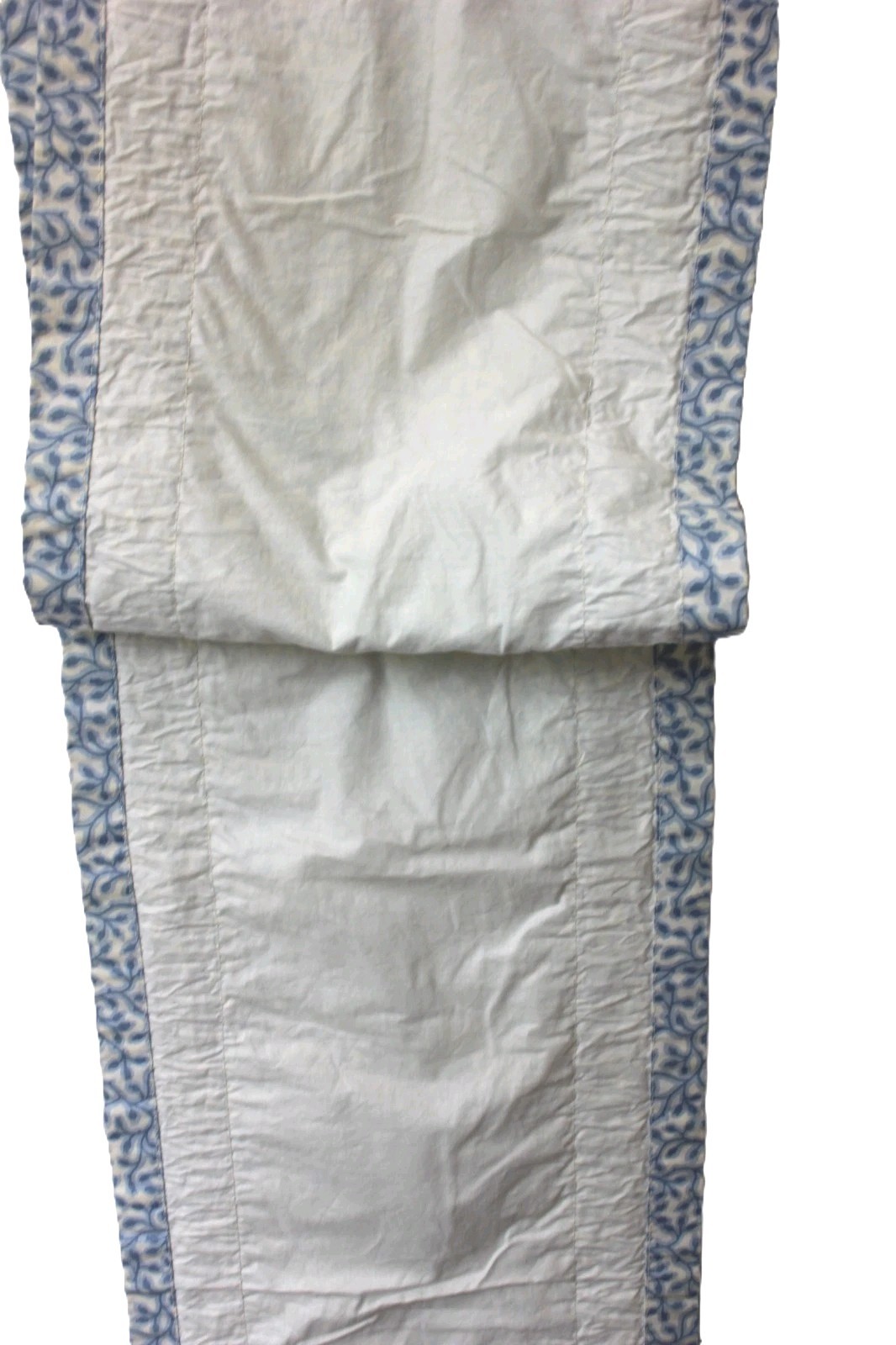 Custom Botanical Valance 150″ Blue & White Rose Hips Lined Dual Rod Pocket Vtg