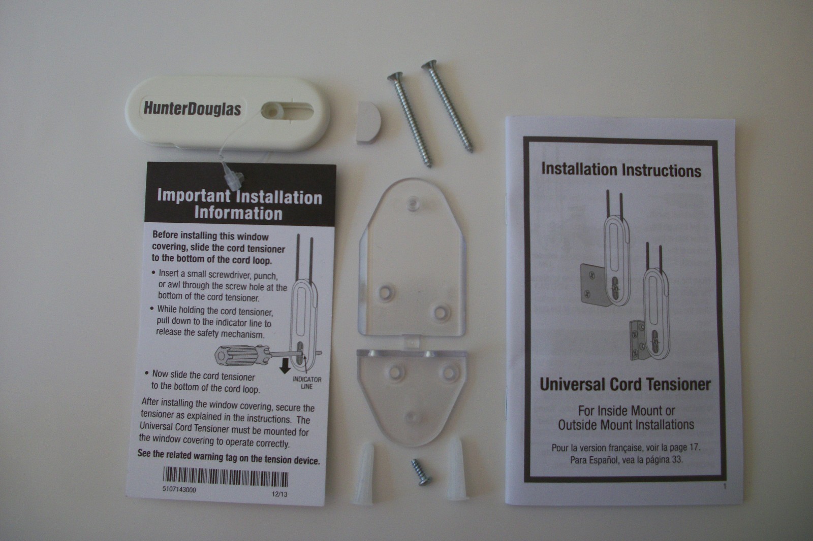 Hunter Douglas OEM Universal Cord Tensioner Bracket Kit 2350 and Tensioner