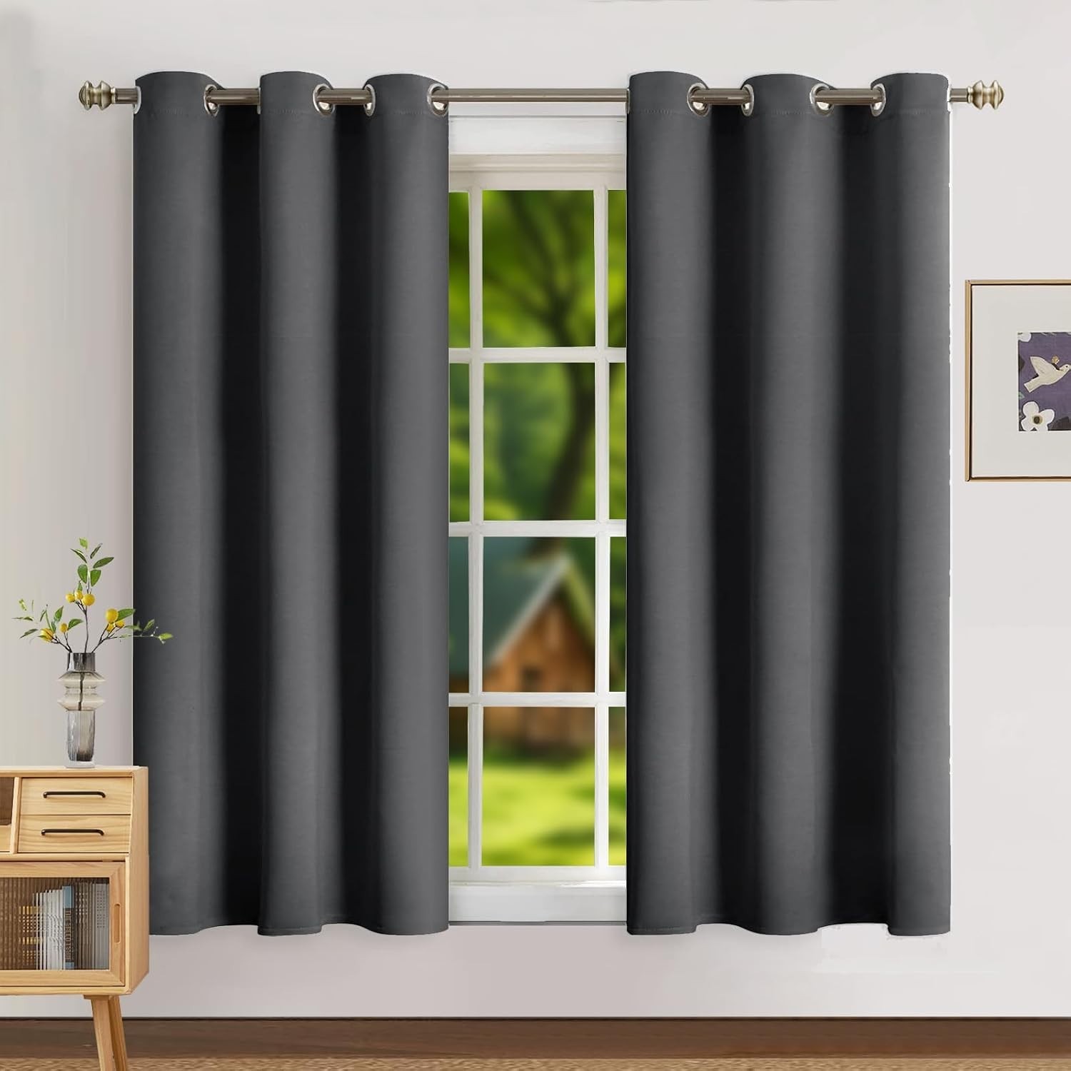 Superior Quality Blackout Curtains – 42W x 45L, Noise Reducing Grommet Panels
