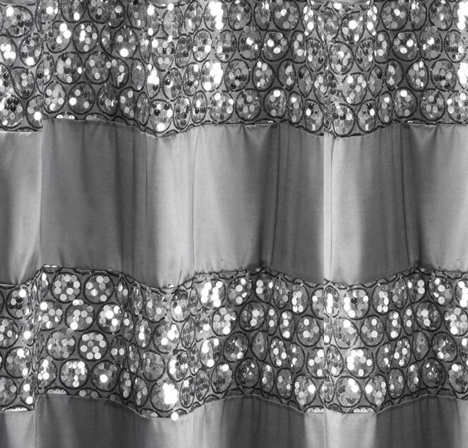 Silver Sequin Curtain Set 2 Panels 53×35.5