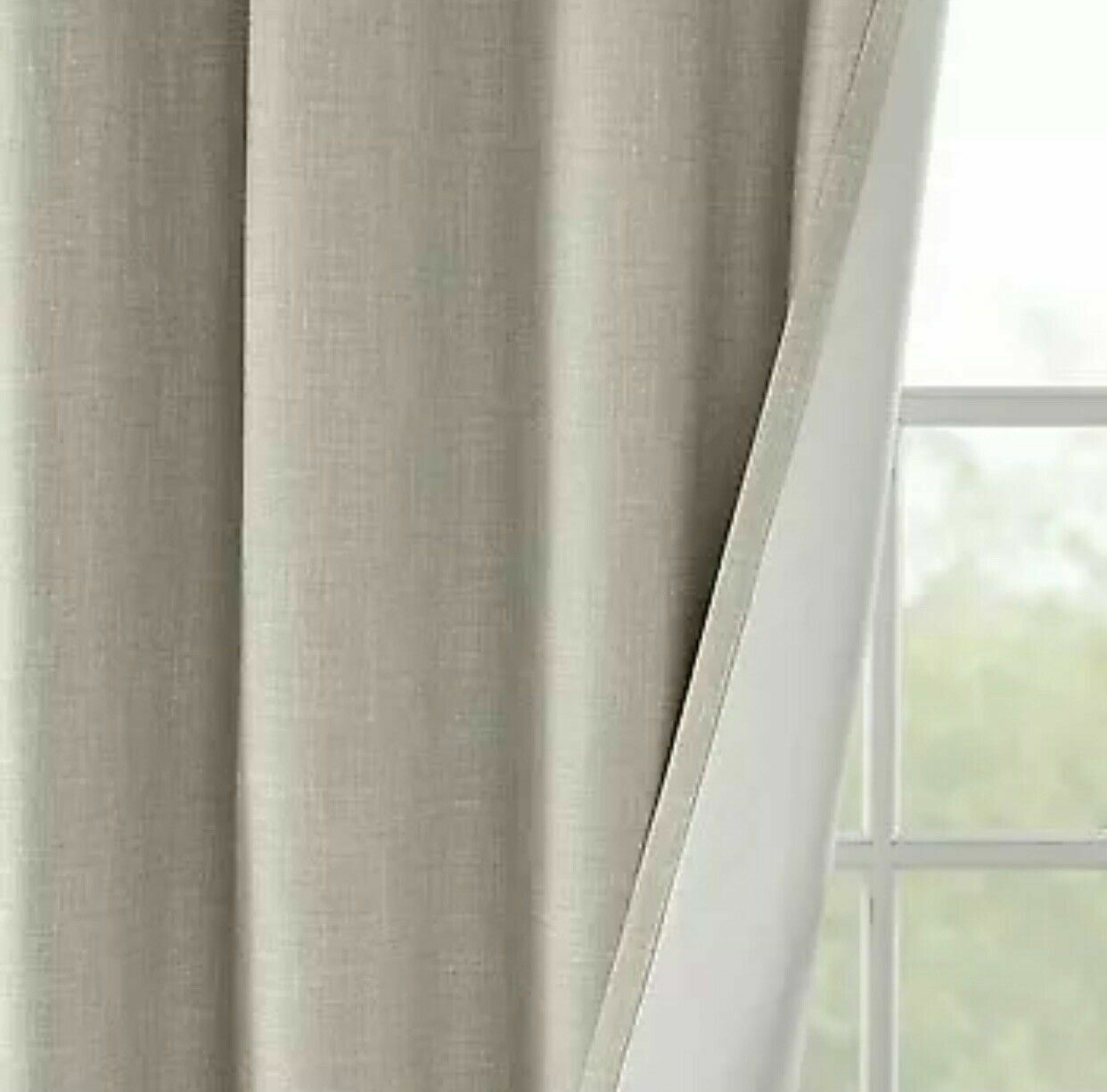 Sunsmart Printed Heathered Blackout Patio Curtains Panel With Taupe Finish New