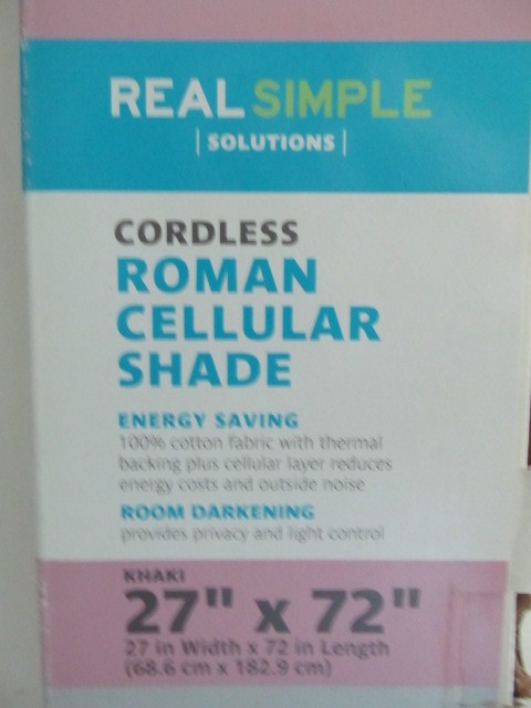 Real Simple Cordless Roman Cellular Shade 27″ x 72″ Khaki, Room Darkening
