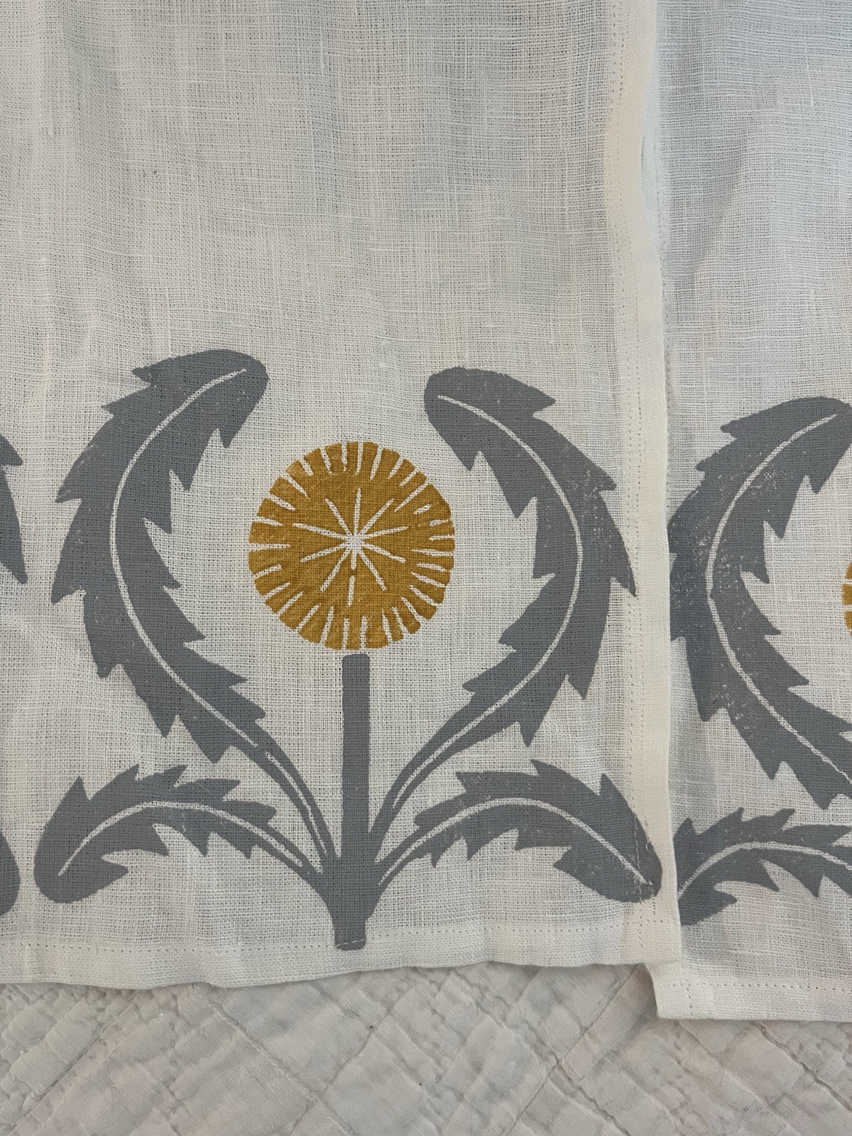 Dandelions! 6 Panels Cafe Custom Curtain Linen Panels Stenciled Etsy Thistles