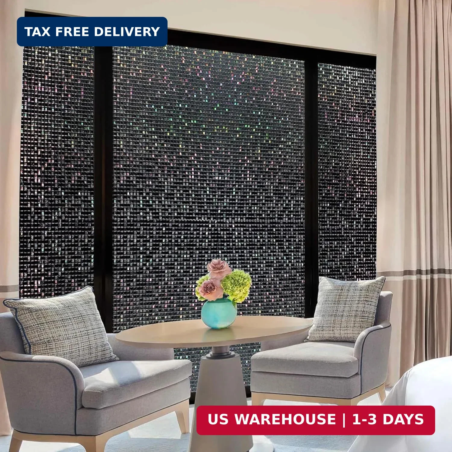 JAYONG Total Blackout Window Film with Installation Tools, 100% UV Blocking Room