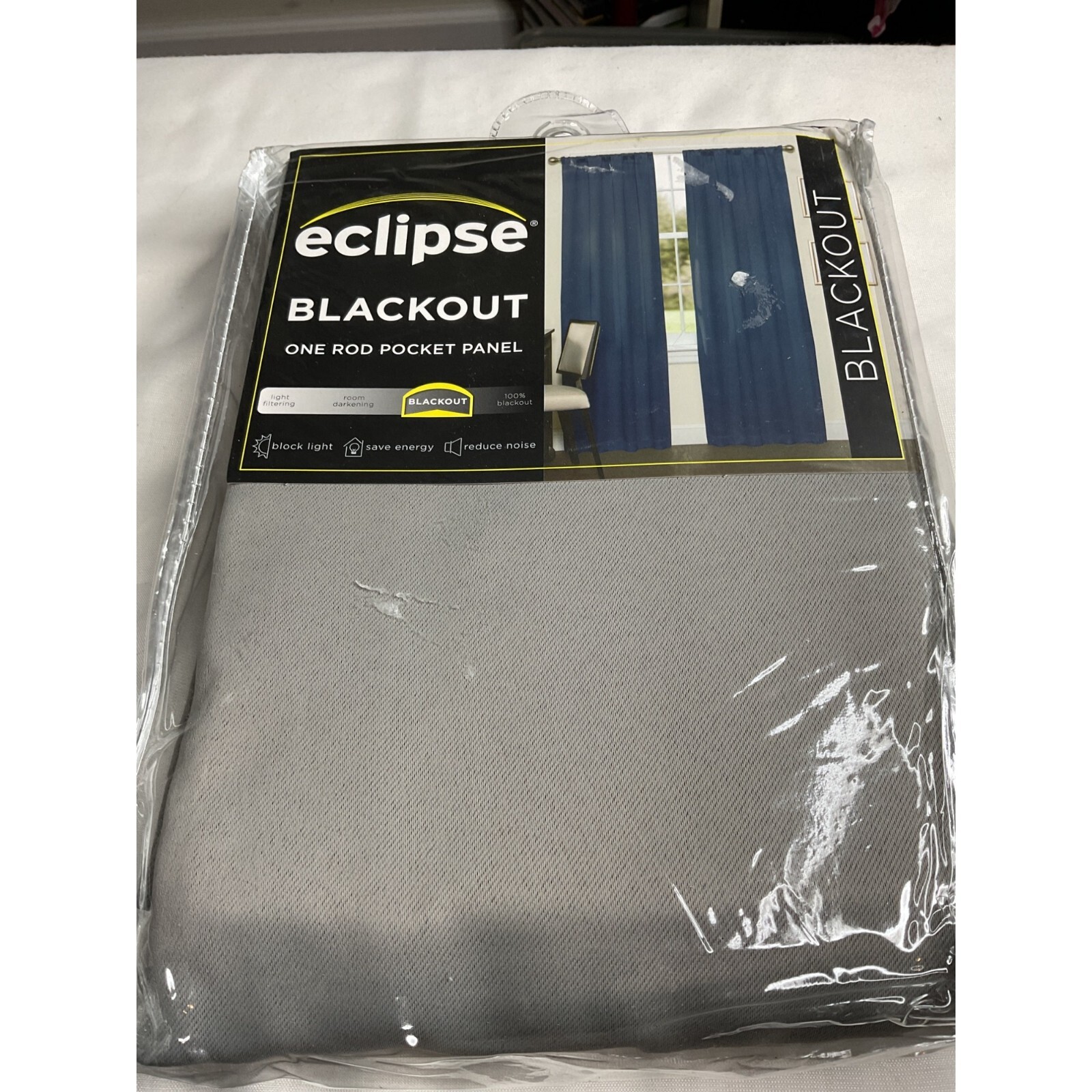 Eclipse Darrell Grey Solid 37 in. W X 84 in. L Blackout Curtain