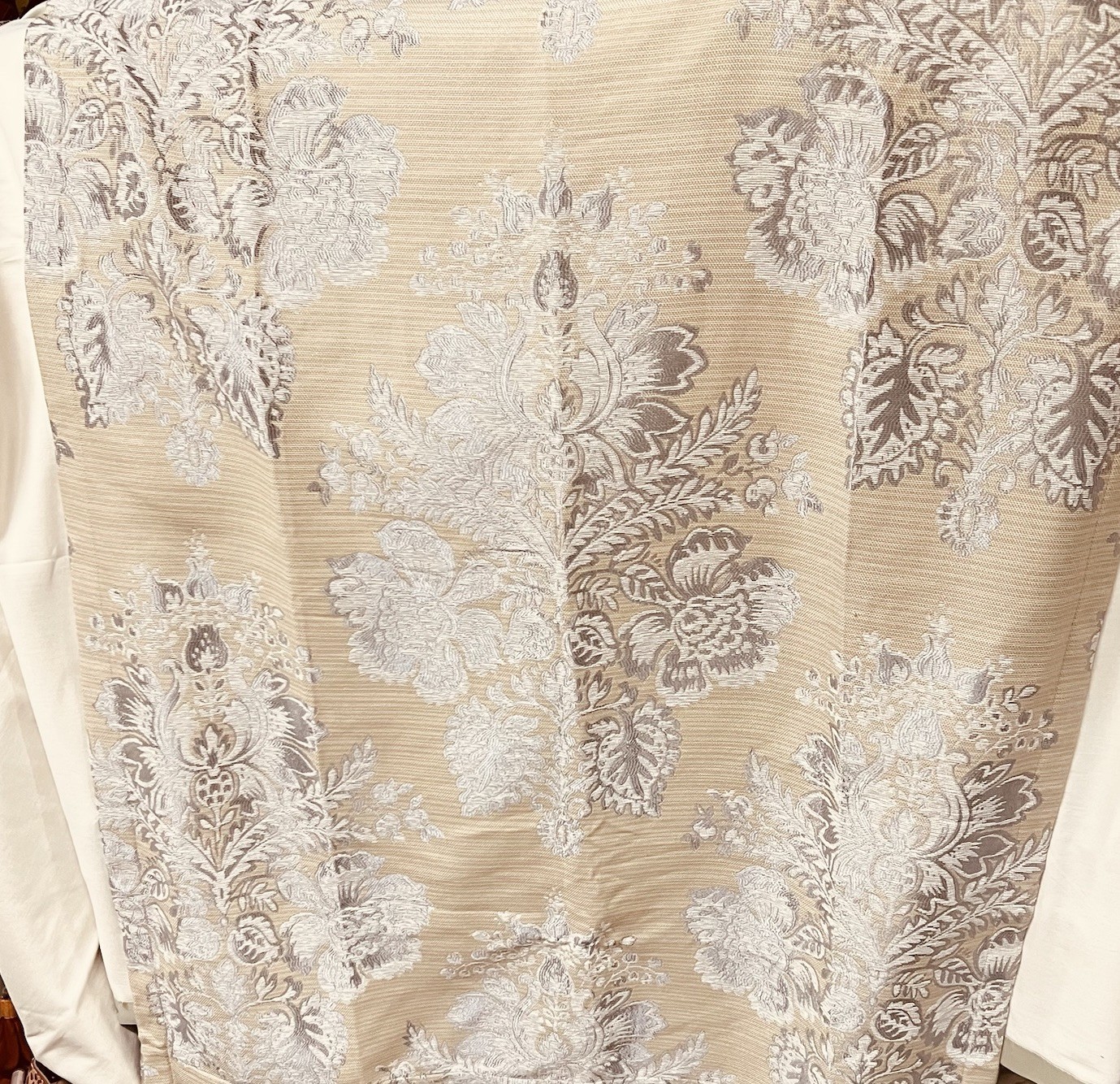 Croscill Jacquard Damask Curtains 42×88 Lined Rod Pocket Neutral Classic