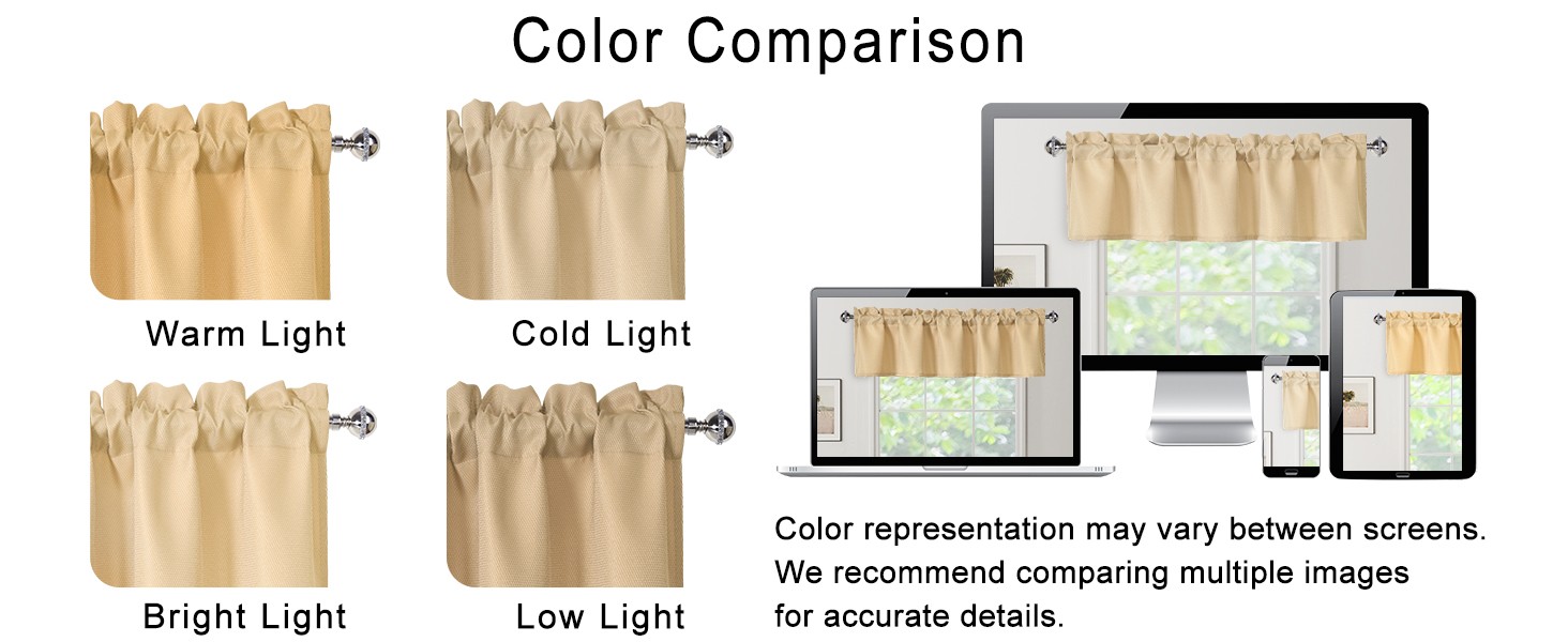 Beige Valances for Kitchen Windows Spillproof Antiwrinkle Jacquard Rectangle