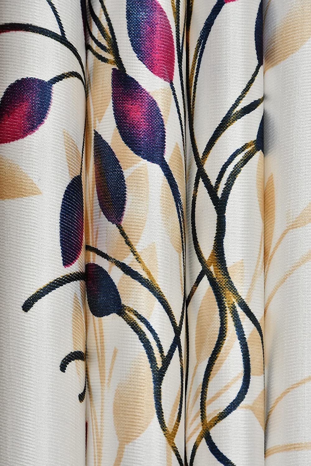 Vento Patch Printed Polyster Curtain – 5 feet Window, Wine [3 Piece]