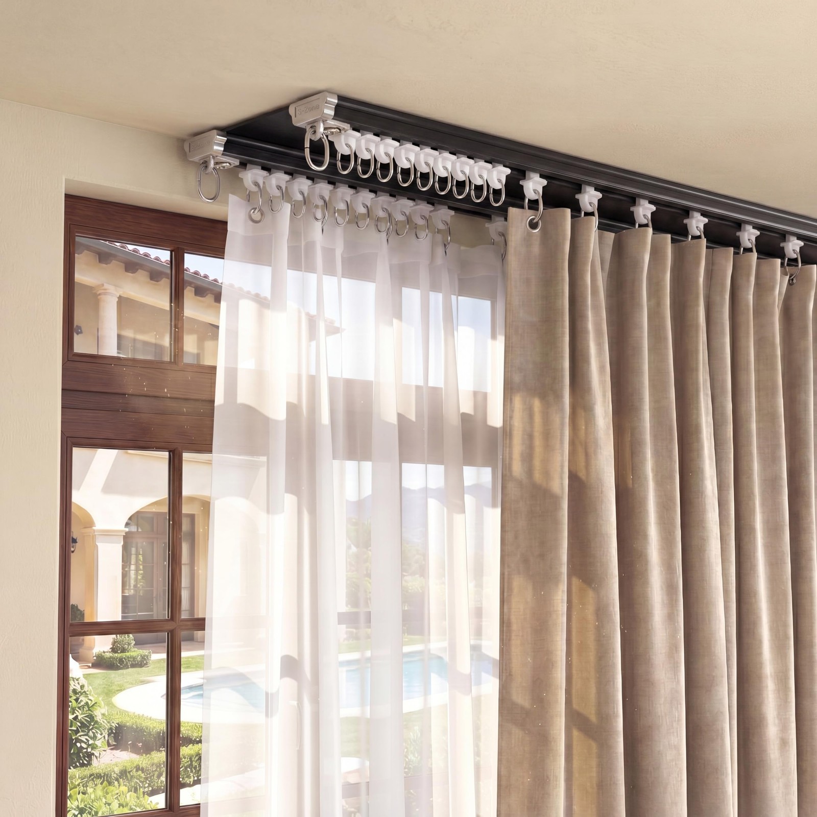 Juexica Ceiling Curtain Double Track Set 3ft-6.5ft/2 Meter Black Heavy Duty C…