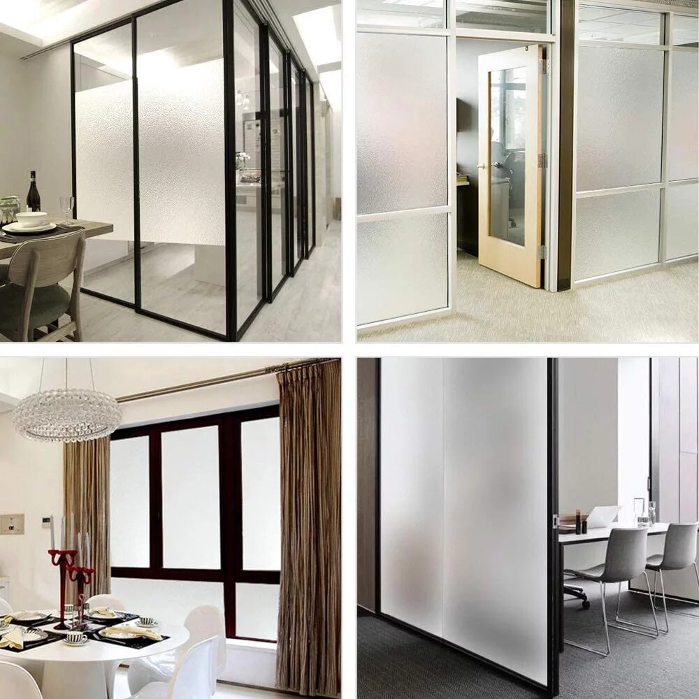 Frosted Privacy Window Film Non-adhesive Anti UV Stained Glass for Bathroom DIY