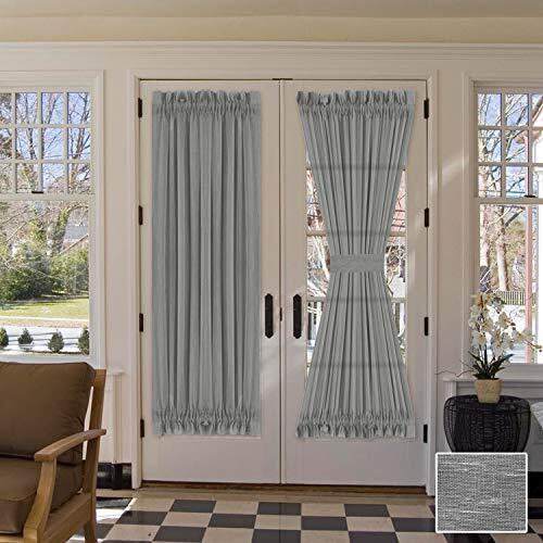 Front Door Curtain Soft Linen Weave Pattern Door Shade for 52″W x 72″L Grey